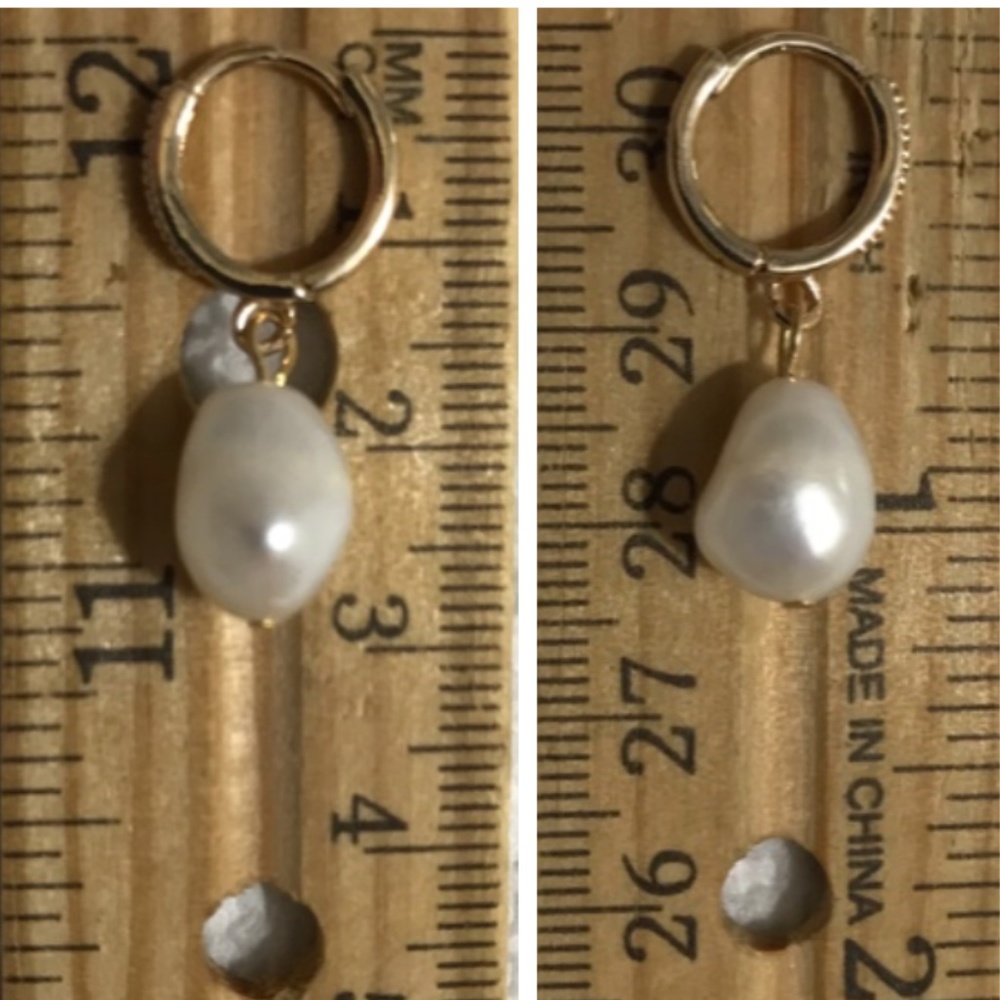 Kate Middleton Handmade Replica Earrings, Gold Rhinestone Hoops & Real Pearls - Picture 12 of 13
